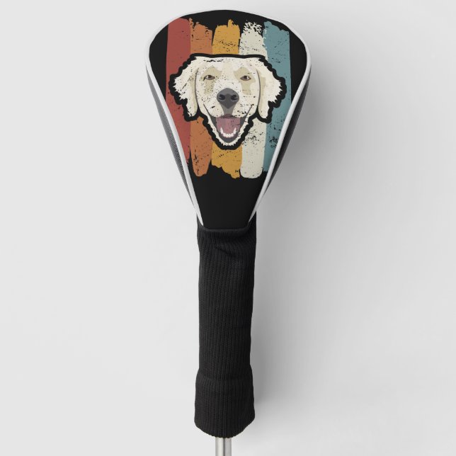 Funda Para Palo De Golf Sonriente Golden Retriever Retro (Anverso)