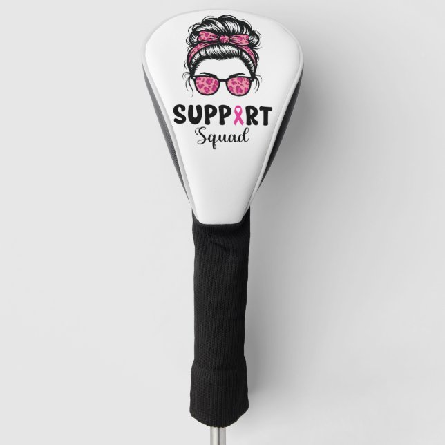 Funda Para Palo De Golf Squad Messy Bun Guerrero Rosa Cáncer de Mama (Anverso)