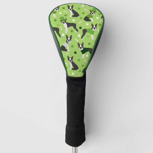 Funda Para Palo De Golf St. Patrick's Day Boston Terrier (Anverso)