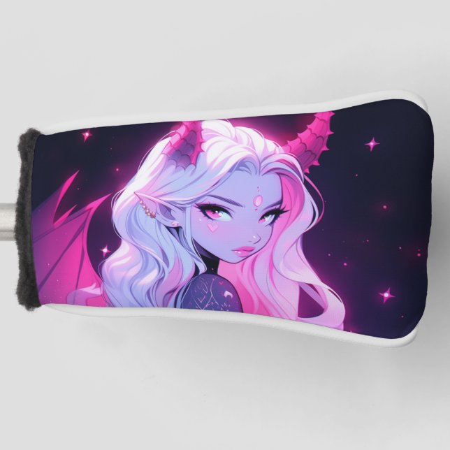 Funda Para Palo De Golf Sucubus Koakuma Chica de Anime Rosado (Anverso)