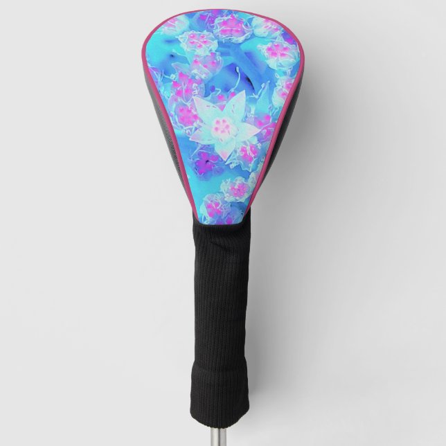 Funda Para Palo De Golf Suculento sedum subacuático azul y rosa caliente (Anverso)
