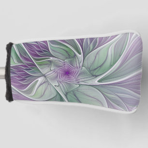 Funda Para Palo De Golf Sueño de flores, abstracto arte fractal verde púrp
