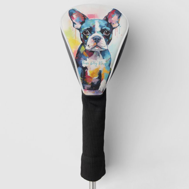 Funda Para Palo De Golf Super Cute Boston Terrier Dog Puppy 002 - Xeno Luc (Anverso)