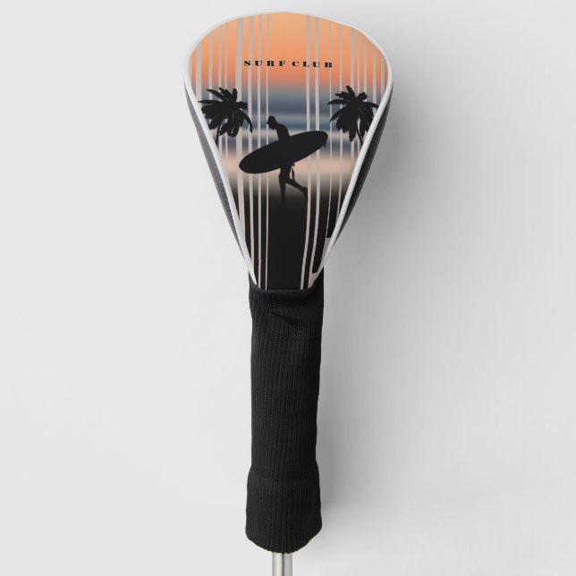 Funda Para Palo De Golf Surfista En La Playa Al Atardecer | Surf Club (Anverso)
