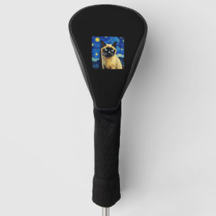 Funda Para Palo De Golf Surreal Starry Night Siamese Cat_1