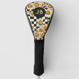 Funda Para Palo De Golf Tablero de control Monograma Retro Groovy Daisy
