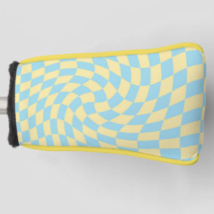 Funda Para Palo De Golf Tablero retro azul amarillo pastel