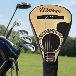 Funda Para Palo De Golf Tan Guitarista Acústica Woodgrain Nombre Guitarian