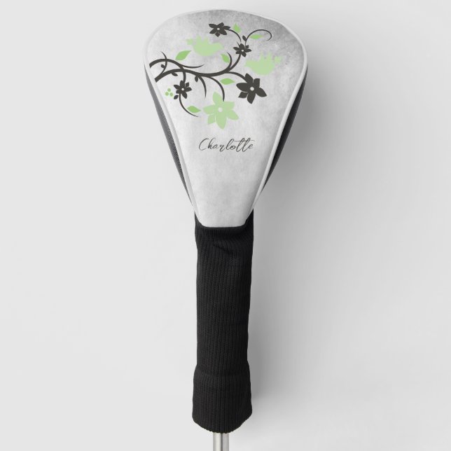 Funda Para Palo De Golf Tapa de cabeza de golf de Mint Green Lovebirds (Anverso)