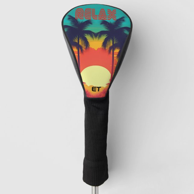 Funda Para Palo De Golf Tapa de cabeza de golf "RelX" Tropical Sunset Retr (Anverso)