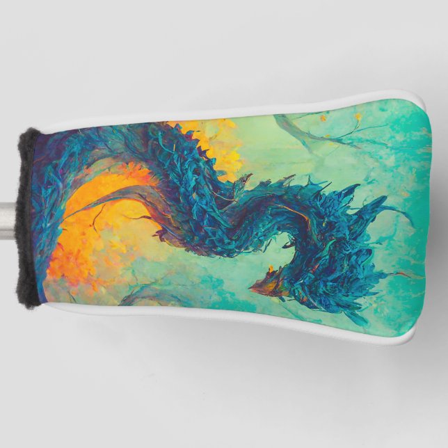 Funda Para Palo De Golf Tapa de la bomba de dragón azul, blanco (Anverso)