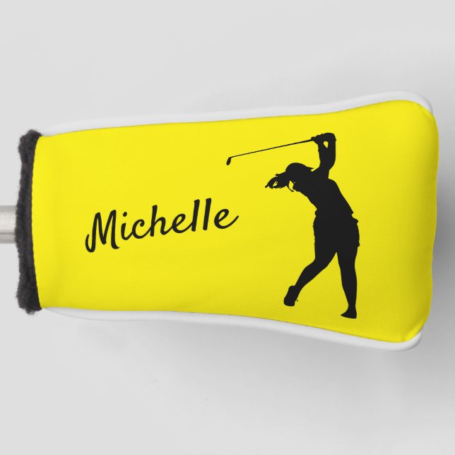 Funda Para Palo De Golf Tapa de putter de golf "golfer Michelle" amarillo (Anverso)
