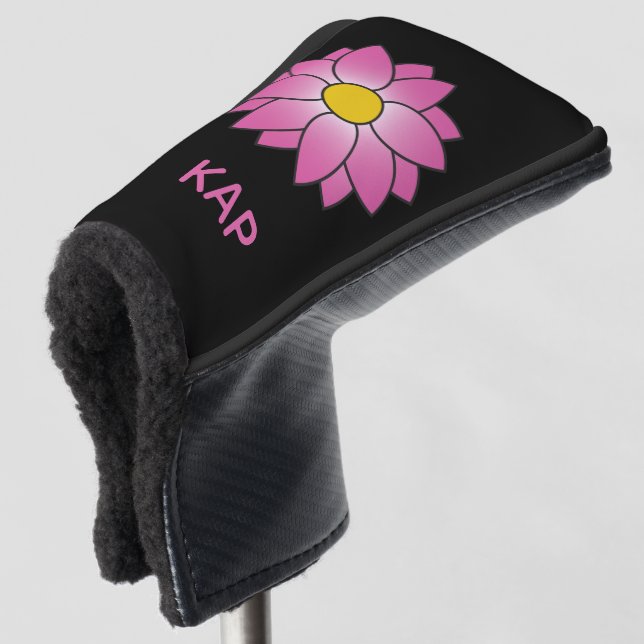 Funda Para Palo De Golf Tapa de putter de margarita rosa monogramada (Anverso 3/4)