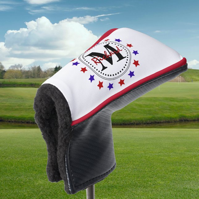 Funda Para Palo De Golf Tapa de putter monograma de las Estrellas Rojas Az (Subido por el creador)