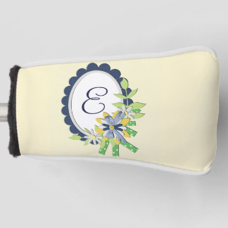 Funda Para Palo De Golf Tapa de putter monogramada con marco floral