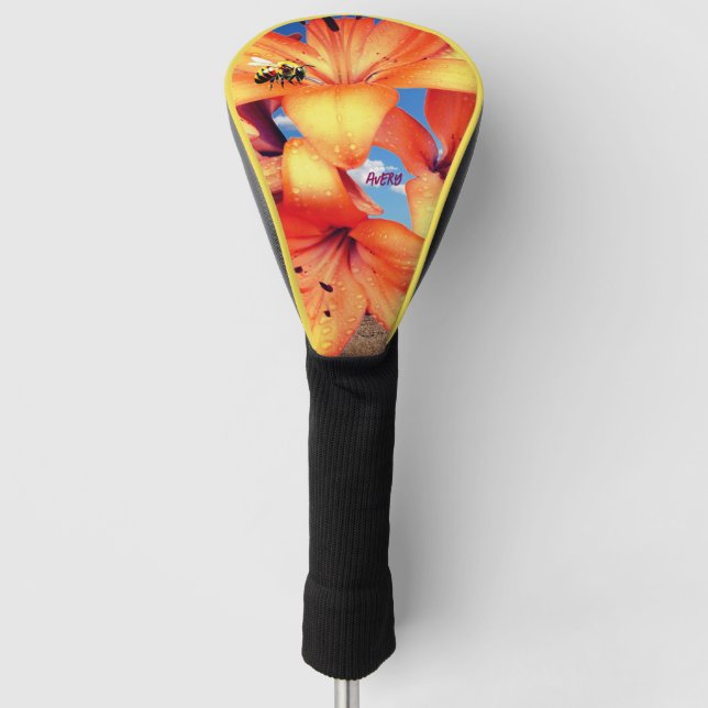 Funda Para Palo De Golf Tapa del conductor del flor floral (Anverso)
