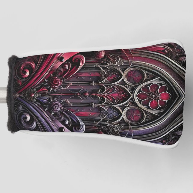 Funda Para Palo De Golf Tapa gótica de la cabeza de Rosa (Anverso)