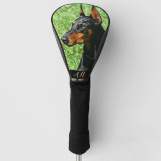 Funda Para Palo De Golf Tapa monogramada de cabeza de golf de Dobermand Pi