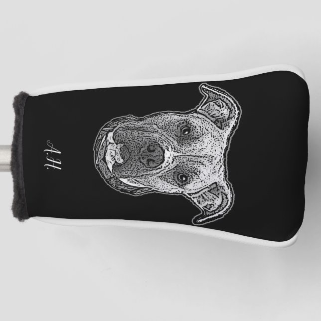 Funda Para Palo De Golf Tapa monogramada del cabezal de golf de Pitbull (Anverso)