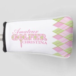 Funda Para Palo De Golf Tapa personalizada de argyle de oro para damas ros