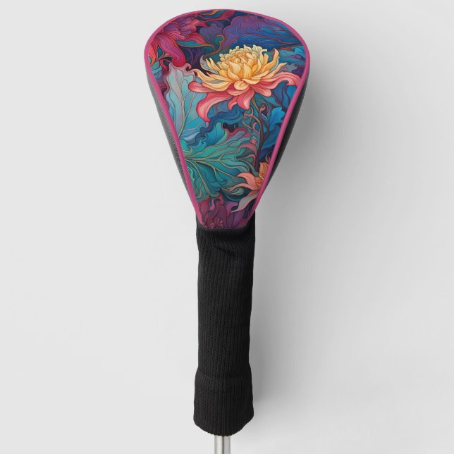 Funda Para Palo De Golf Tapiz floral de Dahlia (Anverso)