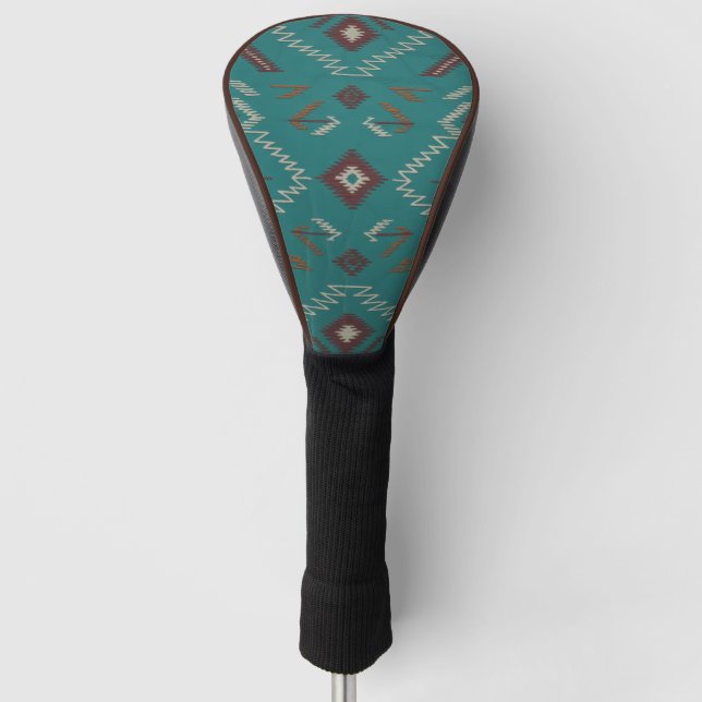 Funda Para Palo De Golf Teal Navajo Tribal Geometric Pattern (Anverso)