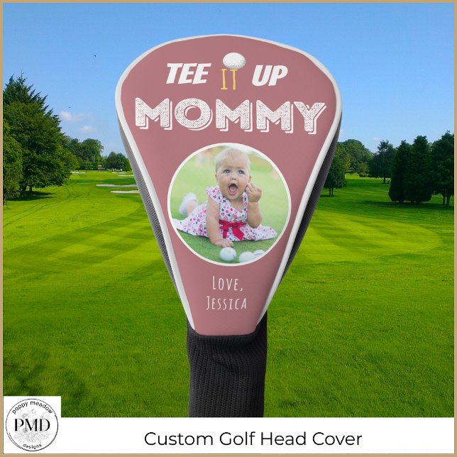 Funda Para Palo De Golf Tee It Up Mommy Personalized Photo Dusty Rosa (Tee It Up Mommy Personalized Photo Dusty Rose Golf Head Cover with Child or Pet Photo, Name.)