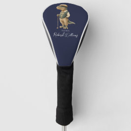 Funda Para Palo De Golf Tee-Rex Golfer Dinosaur Signature Name Navy Blue