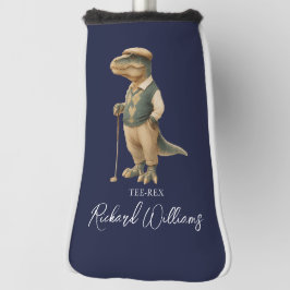Funda Para Palo De Golf Tee-Rex Golfer Dinosaur Signature Name Navy Blue