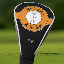 Funda Para Palo De Golf Tee Time Golfer Sports Humor Monograma Naranja neg