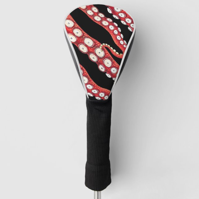 Funda Para Palo De Golf Tentáculos de pulpo rojos negros (Anverso)
