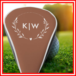 Funda Para Palo De Golf Terracota y blanco | Monograma de Iniciales Modern