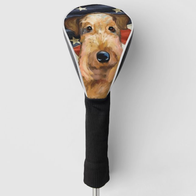 FUNDA PARA PALO DE GOLF TERRIER DE AIREDALE    (Anverso)