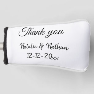 Funda Para Palo De Golf texto de fecha de nombre de pareja de agradecimien