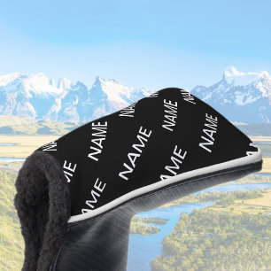 Funda Para Palo De Golf Texto de personalizable   Negra y blanca moderna