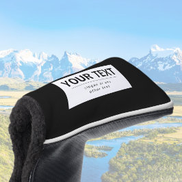Funda Para Palo De Golf Texto editable moderno en negrita | Blanco y negro
