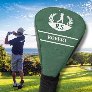 Funda Para Palo De Golf Textura de cuero estilizado Nombre de monograma pe