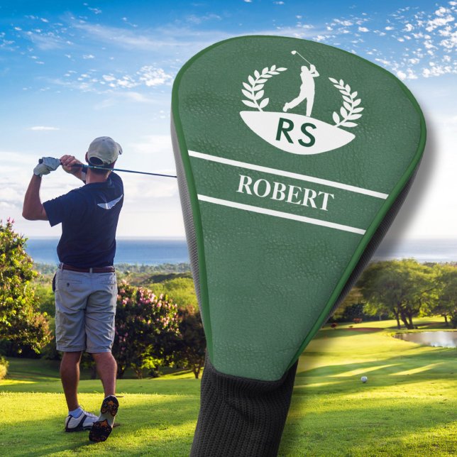 Funda Para Palo De Golf Textura de cuero estilizado Nombre de monograma pe (Subido por el creador)