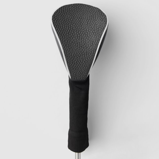 Funda Para Palo De Golf Textura de cuero negro (Anverso)