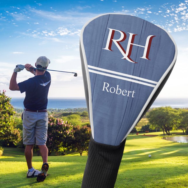 Funda Para Palo De Golf Textura de madera Monograma personalizado (Subido por el creador)