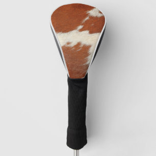 Funda Para Palo De Golf Textura piel de vaca marrón y blanco