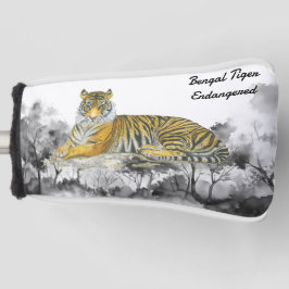 Funda Para Palo De Golf Tigre de Bengala Pintado a Mano en Peligro de Exti