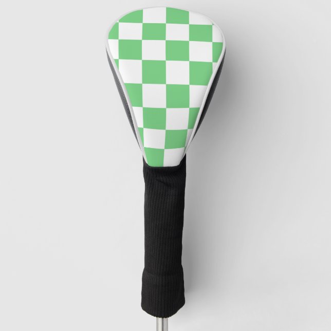 Funda Para Palo De Golf Tile Y2K del tablero de ajedrez verde retro (Anverso)