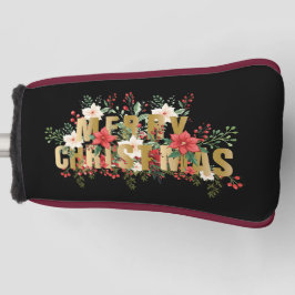 Funda Para Palo De Golf Tipografía de oro elegante Feliz Navidad