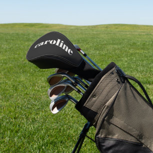 Funda Para Palo De Golf Tipografía Moderna Nombre Personalizado Negro Blan