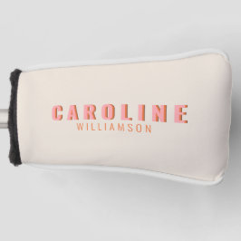 Funda Para Palo De Golf Tipografía retro rosa y Naranja creativa moderna