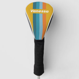 Funda Para Palo De Golf Tira de Pin Retro Amarillo con Nombre