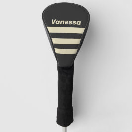 Funda Para Palo De Golf Tira de tres franjas de carbón retro con nombre