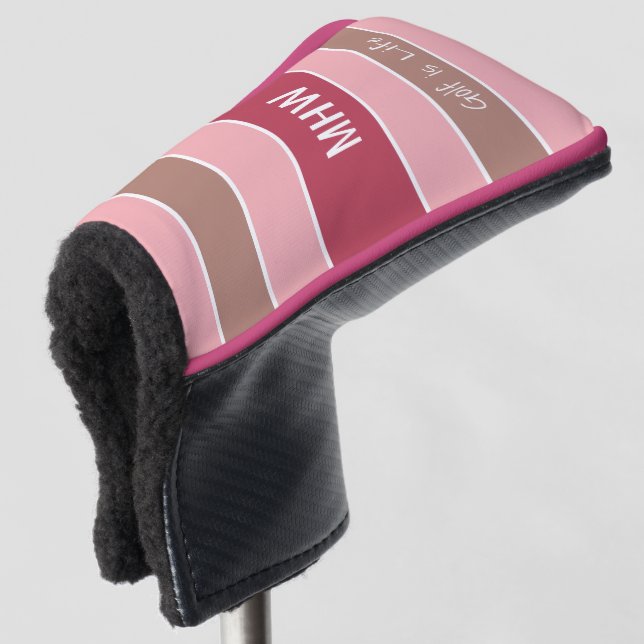 Funda Para Palo De Golf Tiras personalizado de patrón monograma y cubierta (Anverso 3/4)