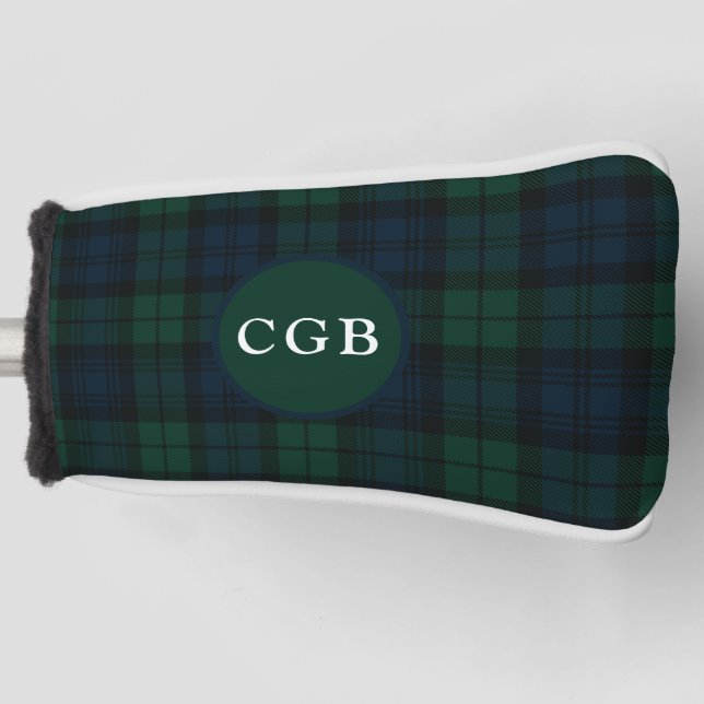 Funda Para Palo De Golf Toalla de golf de cuadros verde oscuro (Anverso)
